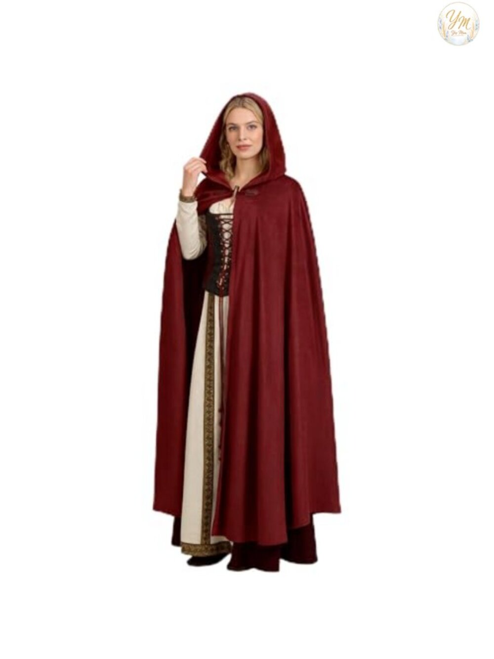 Renaissance Hooded Cape Velvet Medieval Victorian Costume Cloak Adult